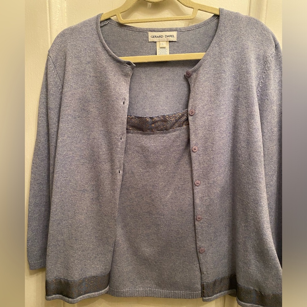 Gerard Darel Vintage Silk/Cashmere Blend Sweater Set, Large